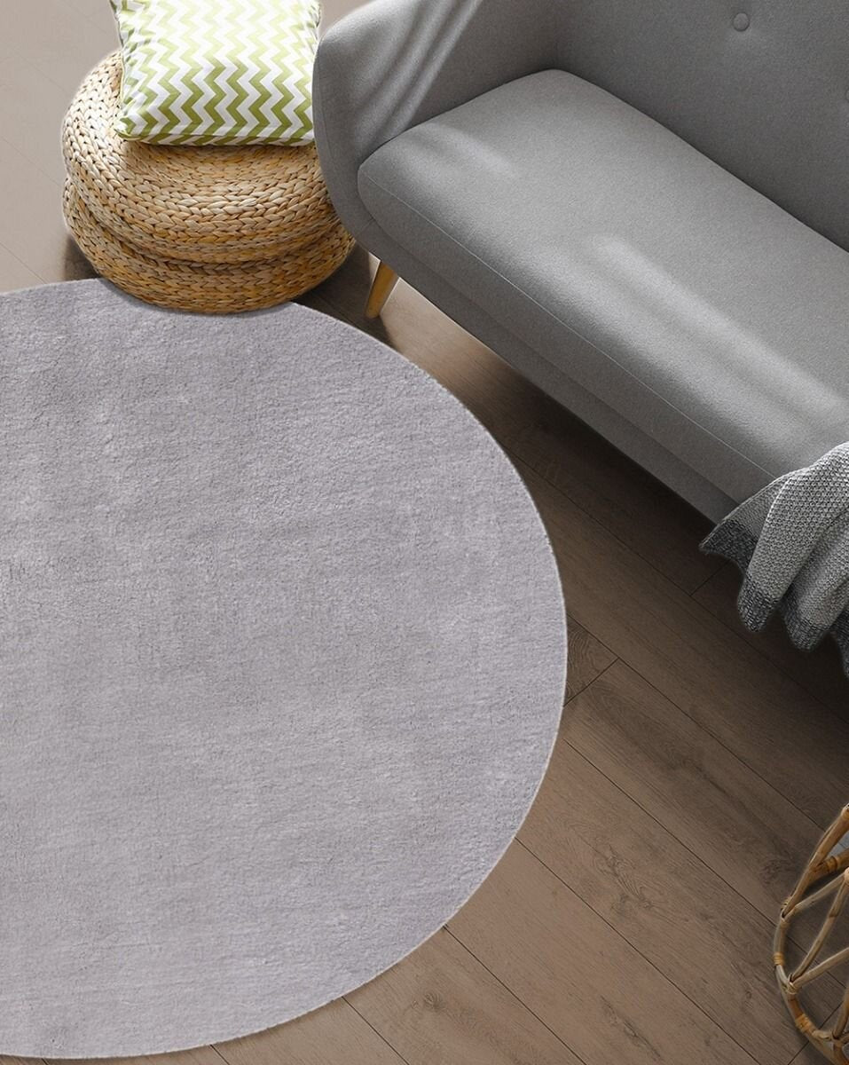 Karpet24 Loft – Luxe, Fluweelzacht Effen Vloerkleed in Grijs, Modern & Stijlvol — bovenaanzicht
