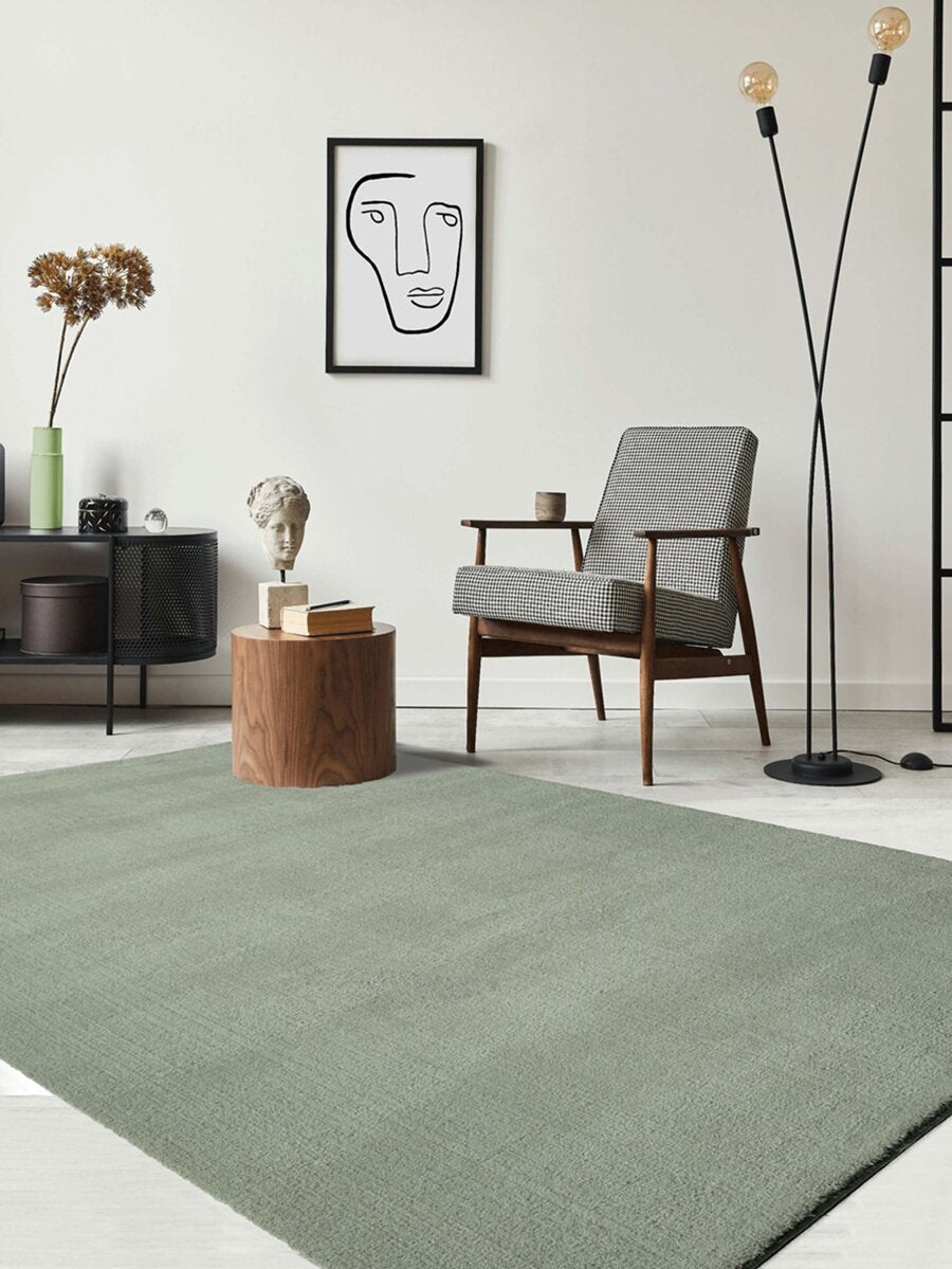 Karpet24 Loft – Luxe, Fluweelzacht Effen Vloerkleed in Mintgroen, Modern & Stijlvol — detail weefsel