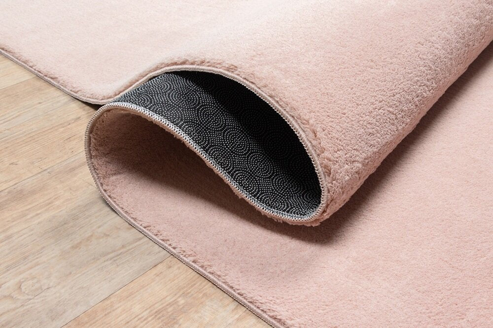 Karpet24 Loft – Luxe, Fluweelzacht Effen Vloerkleed in Roze-Blush, Modern & Stijlvol — detail weefsel