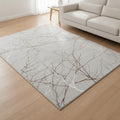 Karpet24 Tapis moderne Creation - Tapis à poils ras au motif de branches élégant en gris et crème