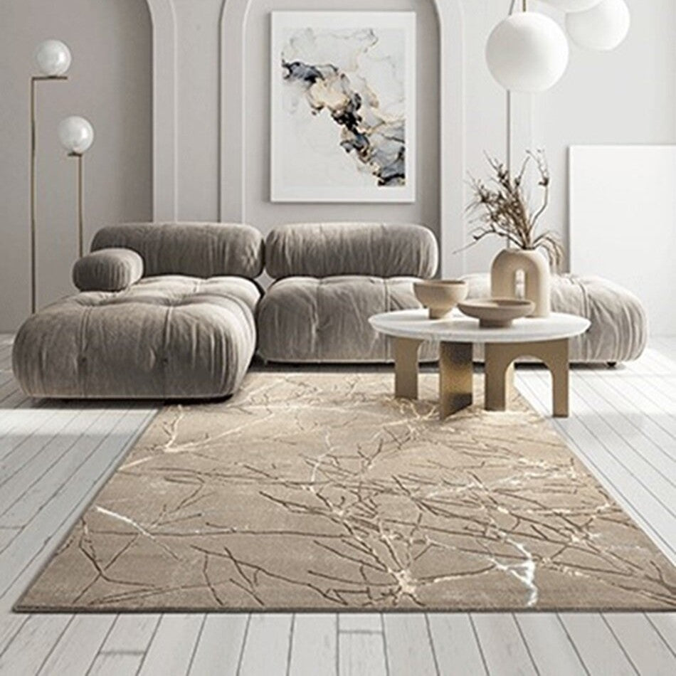 Karpet24 Modern Vloerkleed Creation - Laagpolig Tapijt met Stijlvol Takkenontwerp in Taupe en Crème