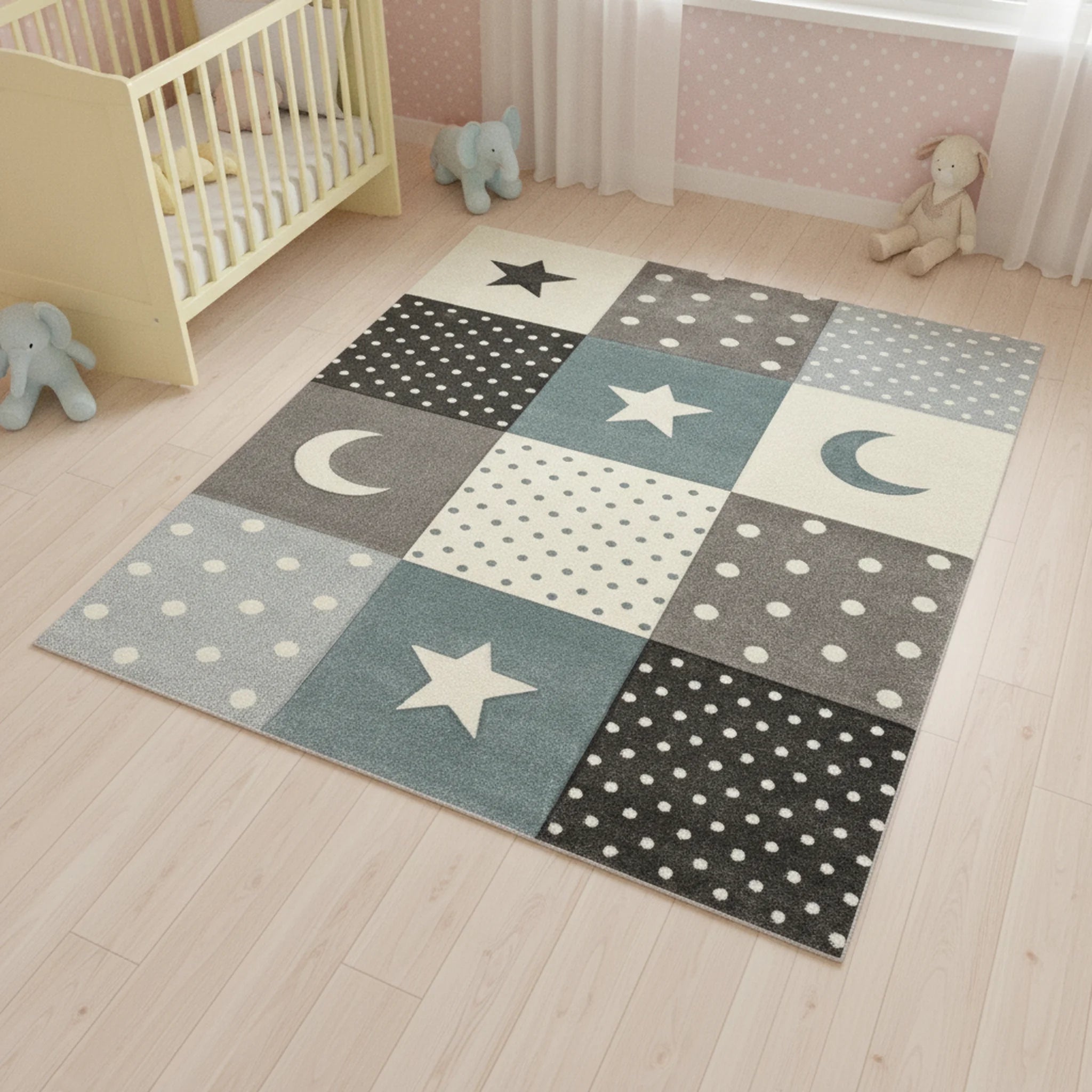 Vloerkleed Pastel Kids Blauw – Kindervloerkleed Zacht - Sfeerbeeld