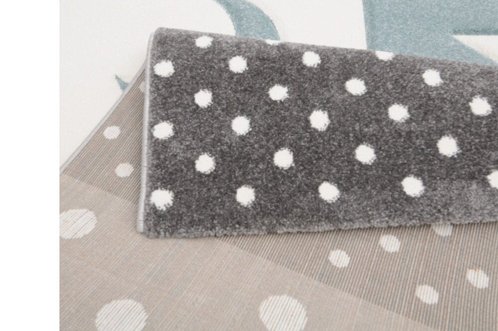 Karpet24 Pastel kids – Zacht Kinderkamer Vloerkleed met Sterren en Manen in Blauw-Grijs - Vooraanzicht