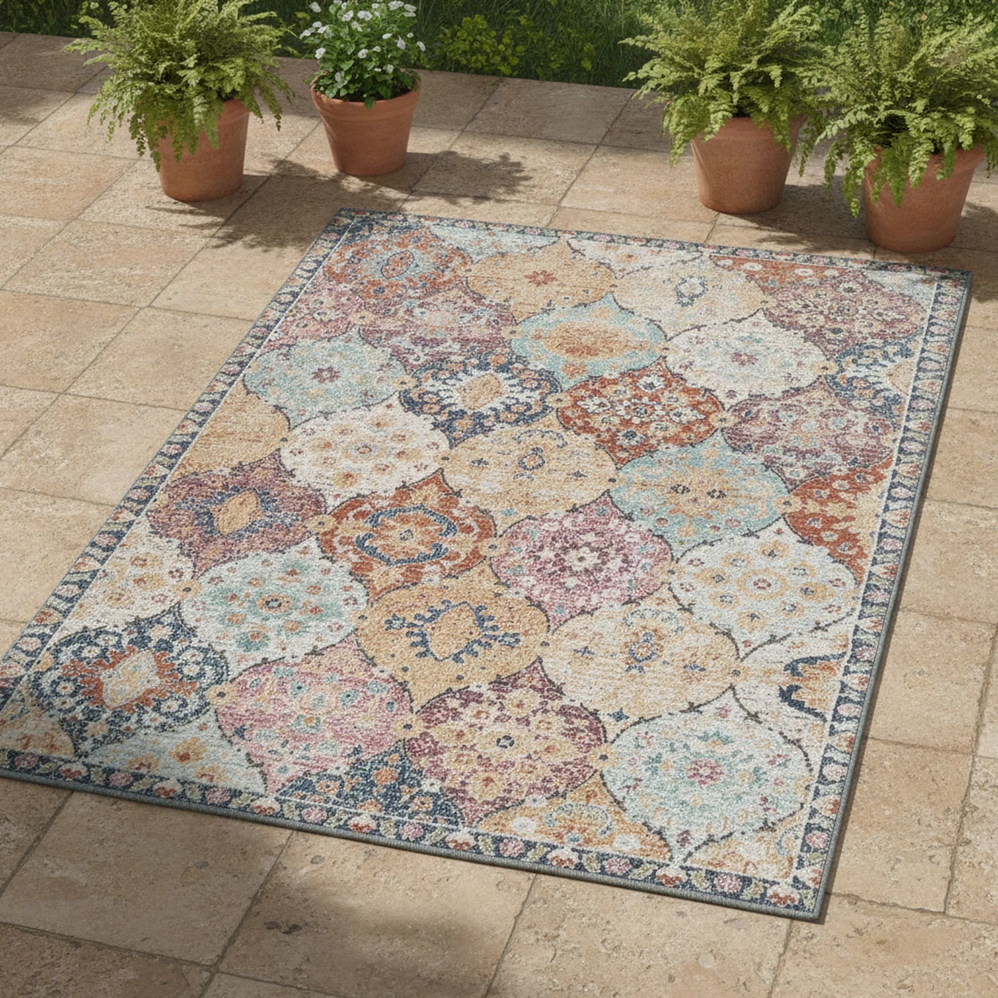 Karpet24 Salsa – Stijlvol Vintage Binnen- & Buiten vloerkleed, Meerkleurig - Sfeerbeeld