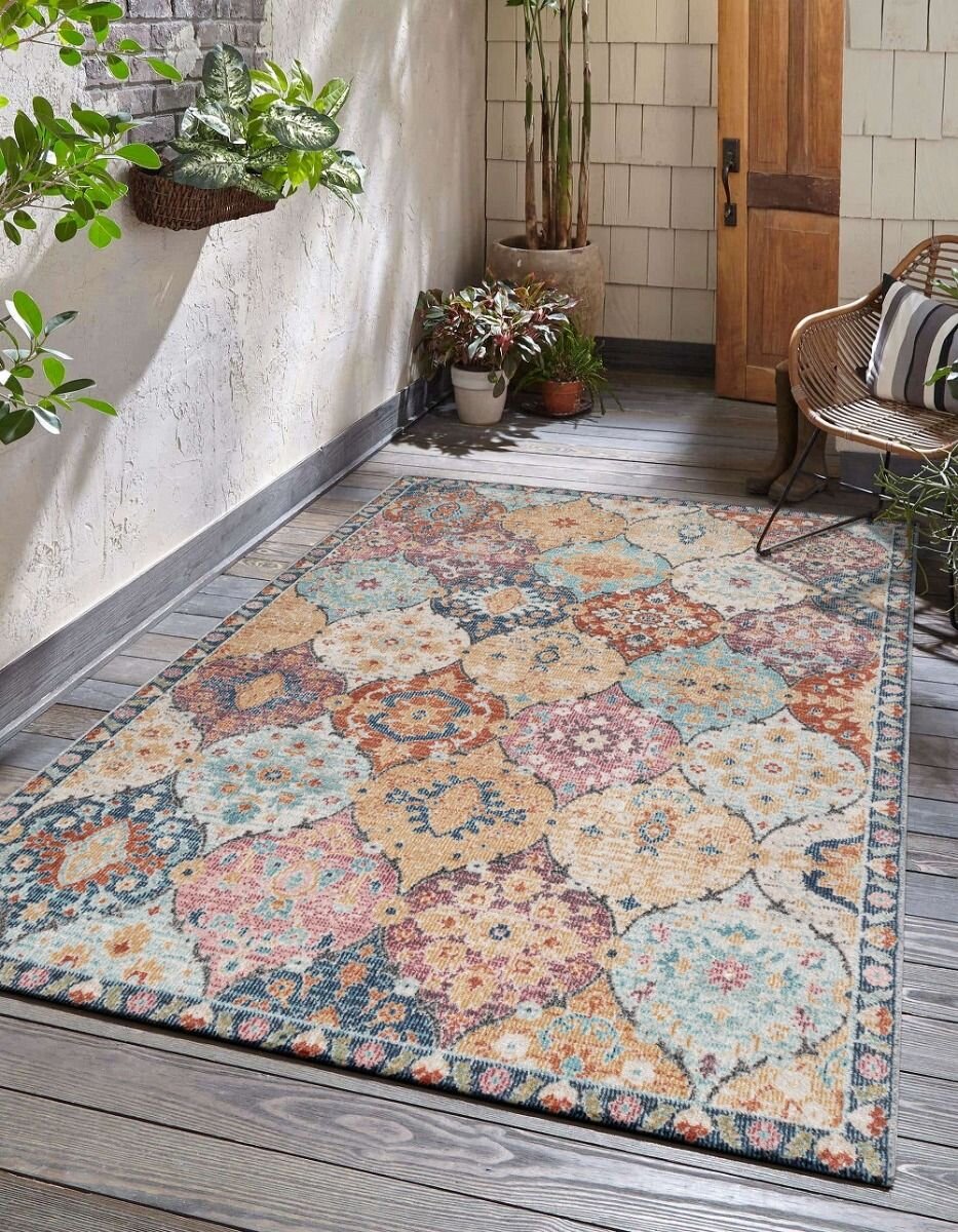 Karpet24 Salsa – Stijlvol Vintage Binnen- & Buiten vloerkleed, Meerkleurig — detail weefsel