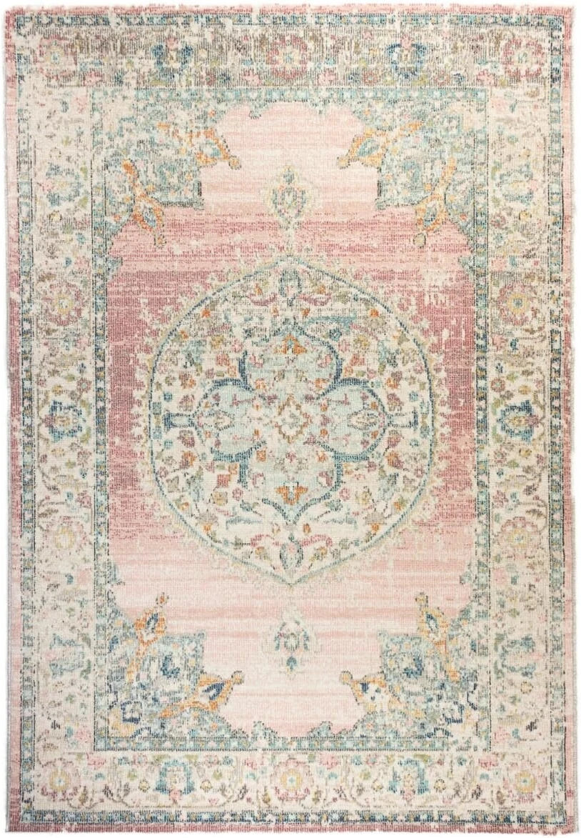 Karpet24 Salsa – Vintage Style Vloerkleed Roze, Weerbestendig & UV-bestendig voor Binnen & Buiten - Vooraanzicht