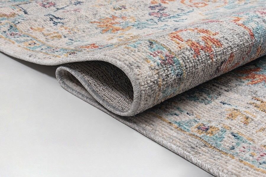 Karpet24 Salsa – Vintage Style Vloerkleed met Oosters Design in Blauw-Beige - Vooraanzicht