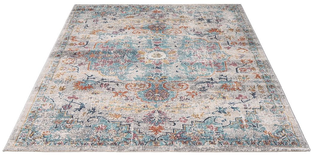 Karpet24 Salsa – Vintage Style Vloerkleed met Oosters Design in Blauw-Beige — sfeerbeeld in interieur