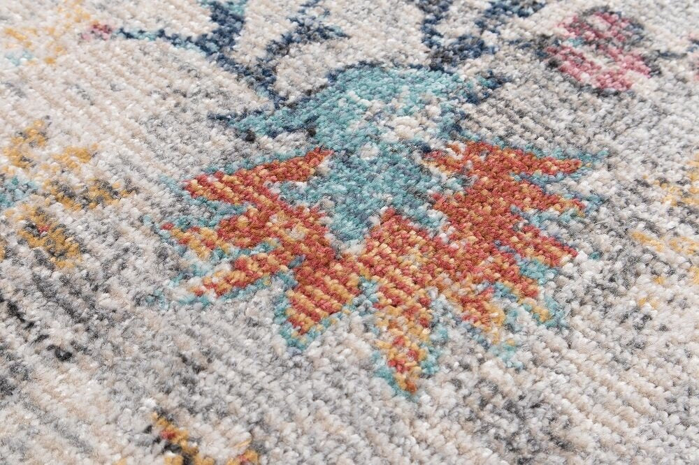 Karpet24 Salsa – Vintage Style Vloerkleed met Oosters Design in Blauw-Beige — hoek