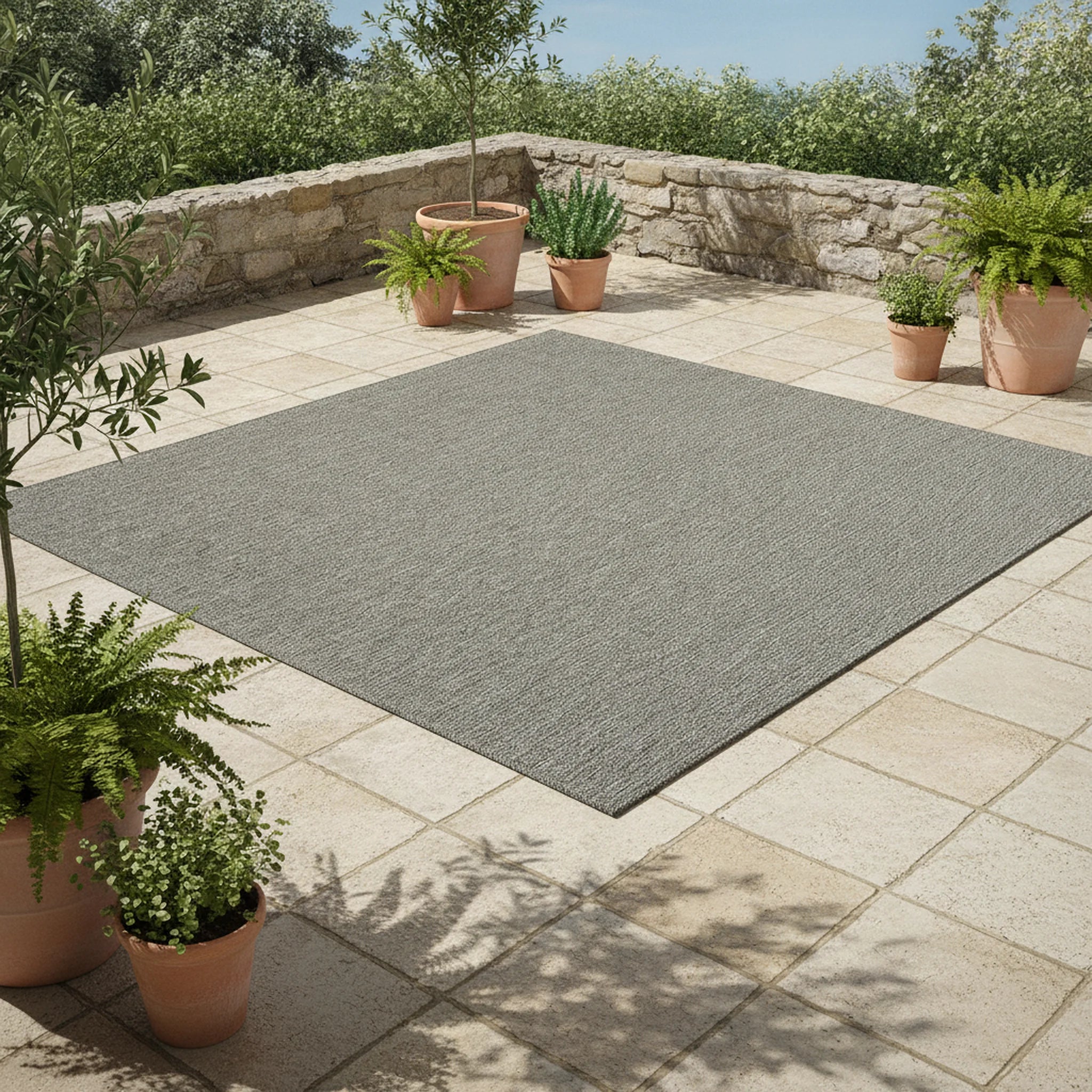 Karpet24 Sisal – Modern Effen Vloerkleed voor Binnen & Buiten, Antraciet - Sfeerbeeld