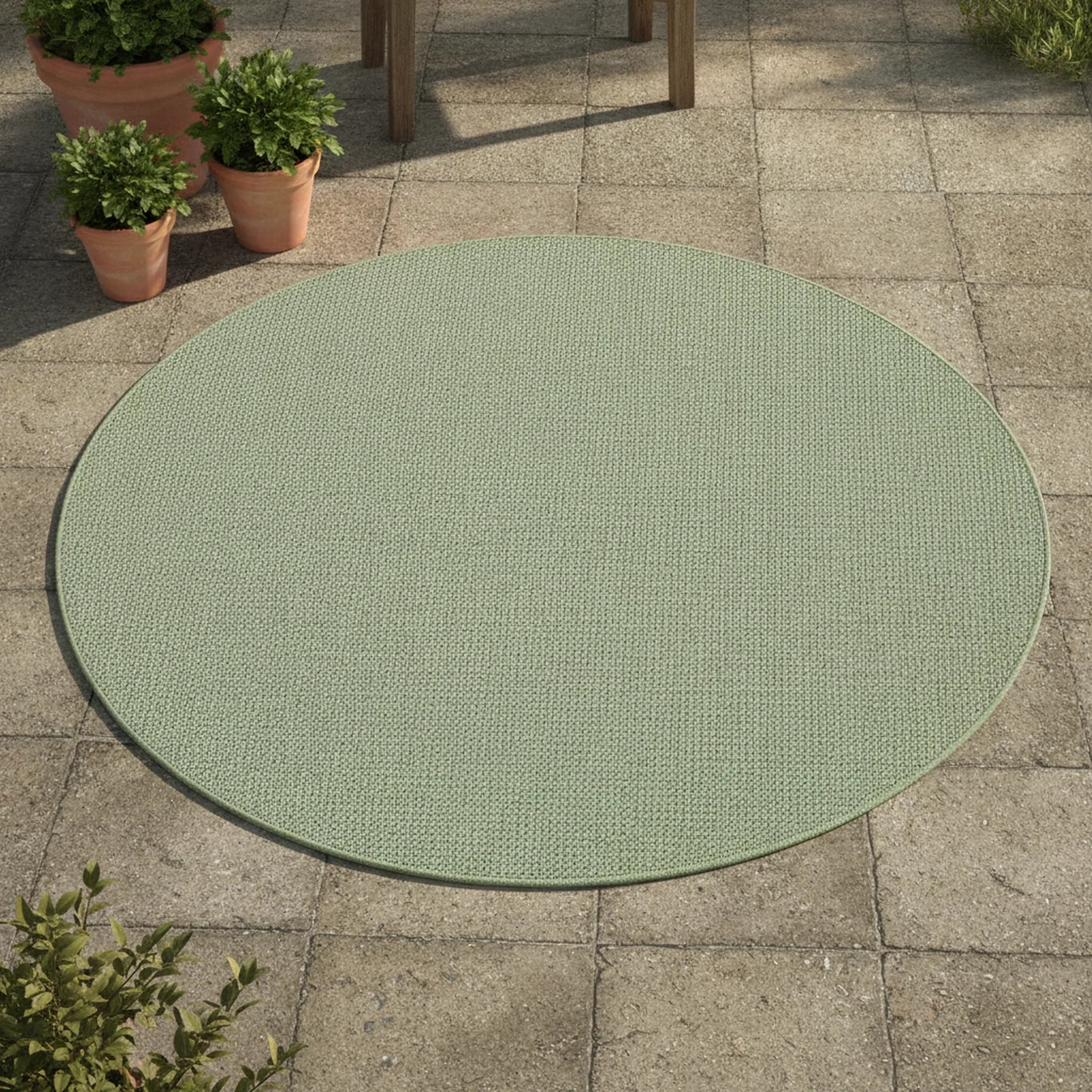 Karpet24 Sisal – Modern Effen Vloerkleed voor Binnen & Buiten, Groen - Sfeerbeeld