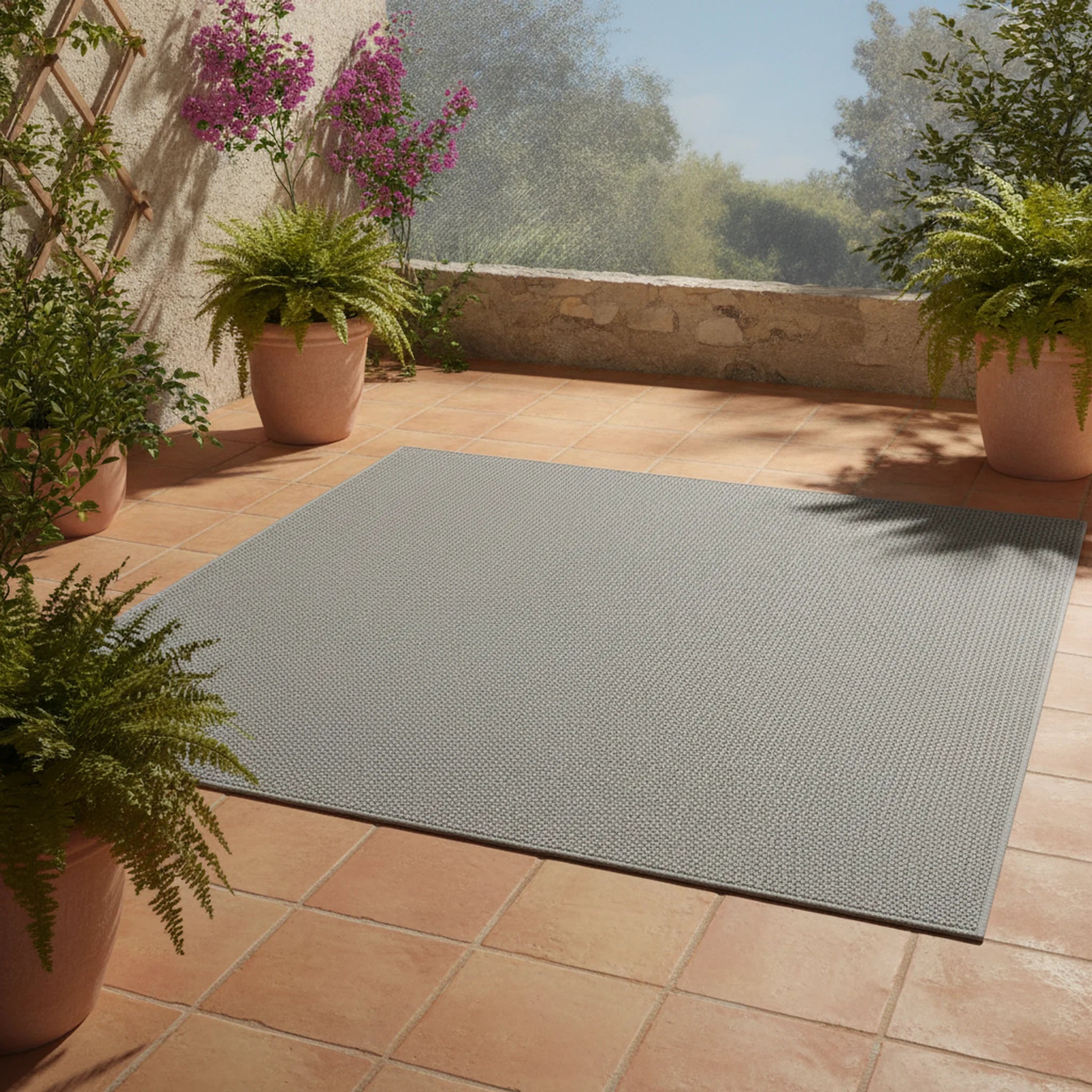 Karpet24 Sisal – Modern Effen Vloerkleed voor Binnen & Buiten, Grijs - Sfeerbeeld