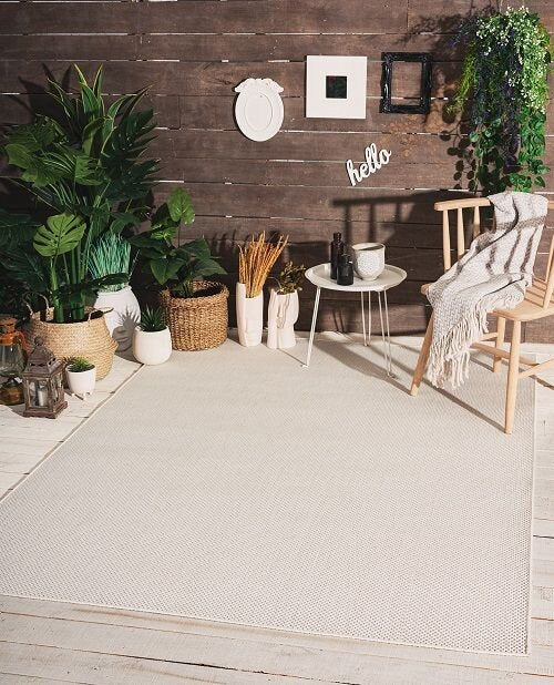 Karpet24 Sisal – Modern Effen Vloerkleed voor Binnen & Buiten, Cream — hoek