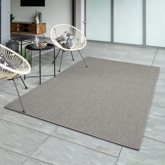Karpet24 Sisal – Modern Effen Vloerkleed voor Binnen & Buiten, Grijs — sfeerbeeld in interieur