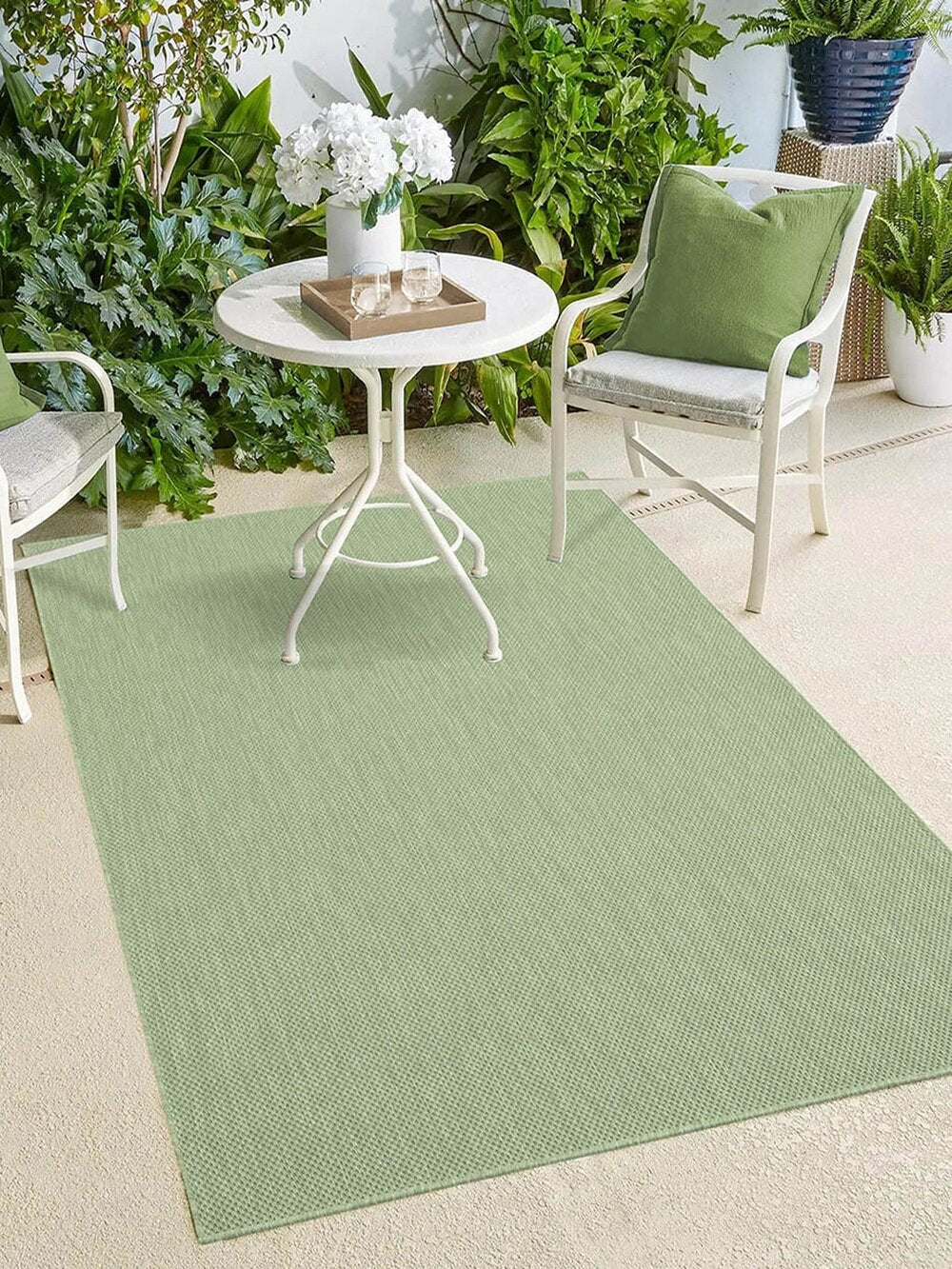 Karpet24 Sisal – Modern Effen Vloerkleed voor Binnen & Buiten, Groen — bovenaanzicht