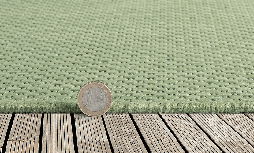 Karpet24 Sisal – Modern Effen Vloerkleed voor Binnen & Buiten, Groen — hoekdetail