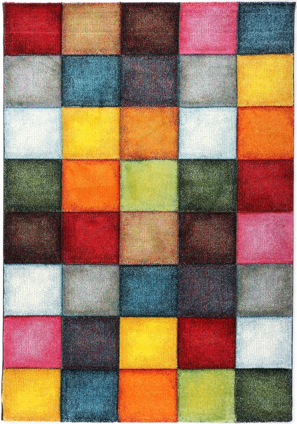 Karpet24 vloerkleed Belis - Modern Blokjesdesign - Kleurrijk & Stijlvol - Vooraanzicht
