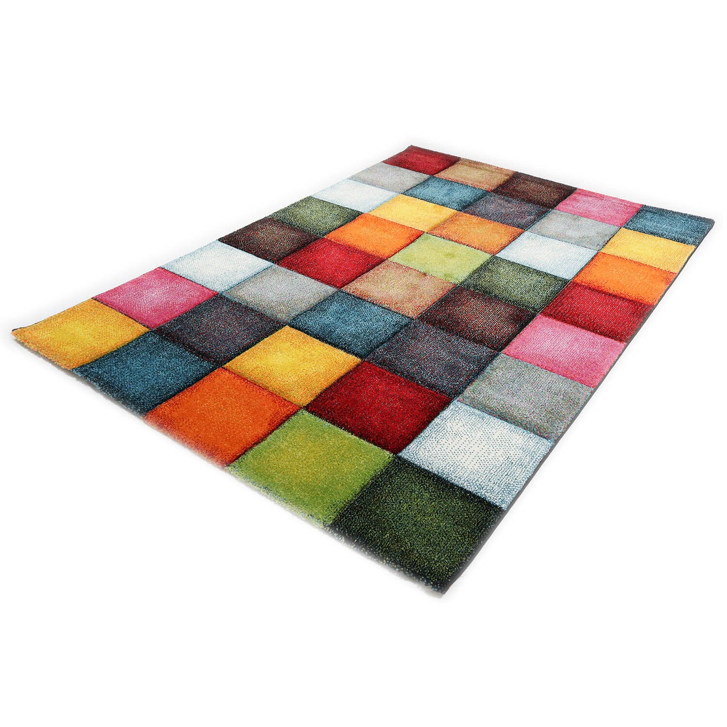 Karpet24 vloerkleed Belis - Modern Blokjesdesign - Kleurrijk & Stijlvol - Detail