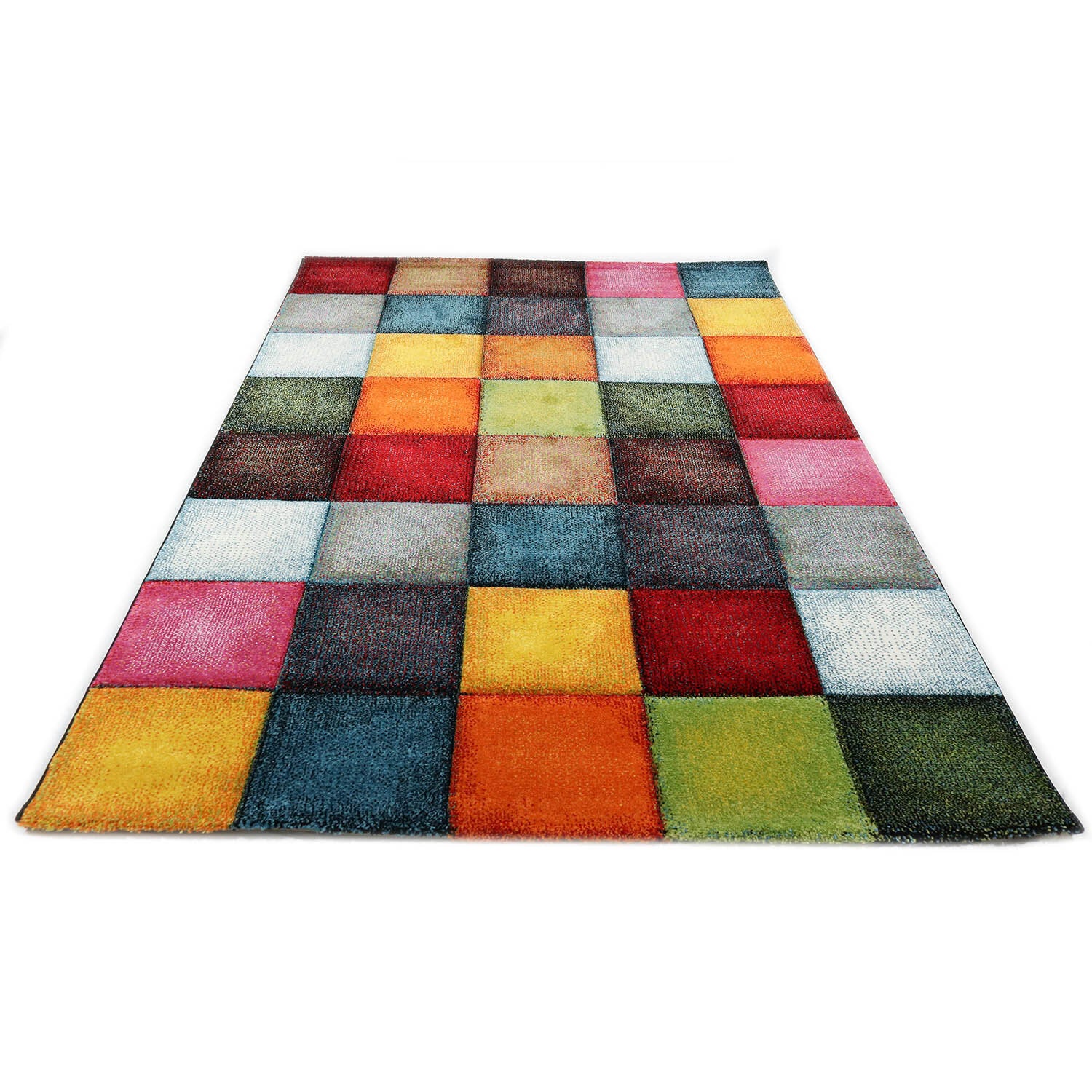 Karpet24 vloerkleed Belis - Modern Blokjesdesign - Kleurrijk & Stijlvol — bovenaanzicht