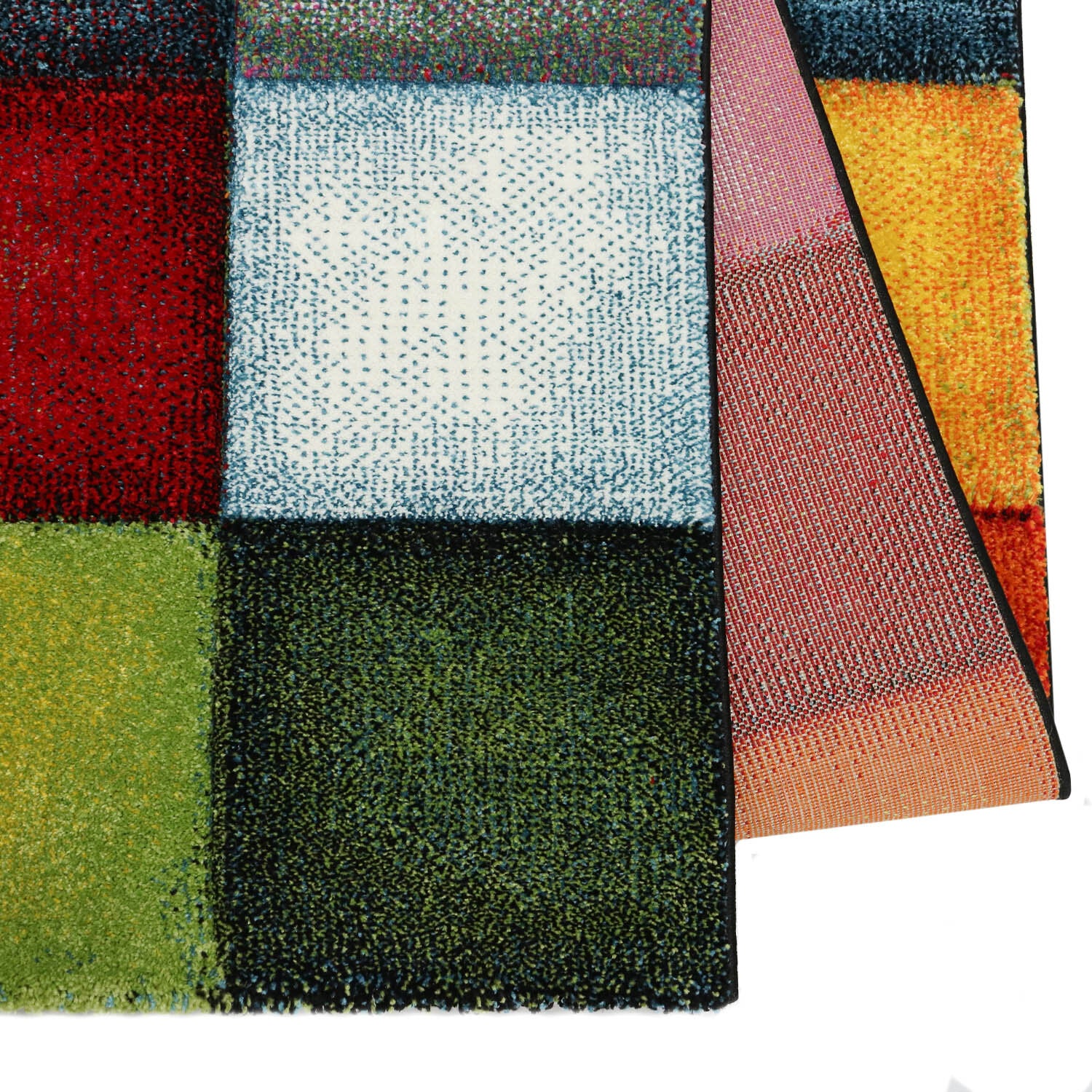 Karpet24 vloerkleed Belis - Modern Blokjesdesign - Kleurrijk & Stijlvol — detail weefsel