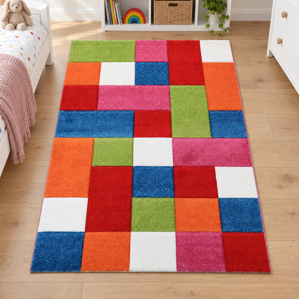 Kindervloerkleed Color Blocks – sfeerimpressie in de kinderkamer