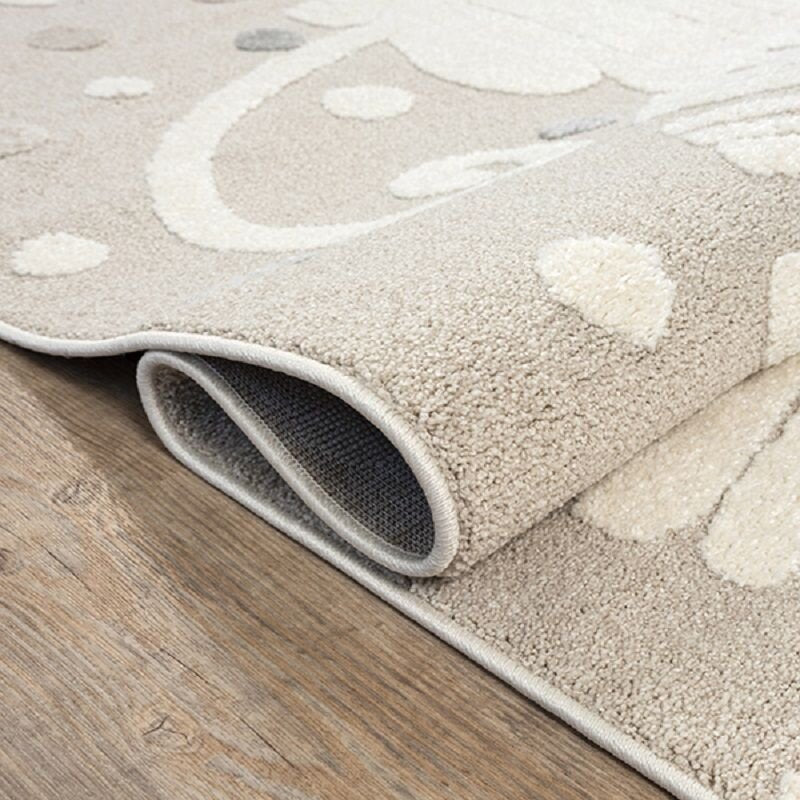 Kindervloerkleed Leeuw – Zacht Safari Speelkleed in Neutrale Tinten — detail weefsel
