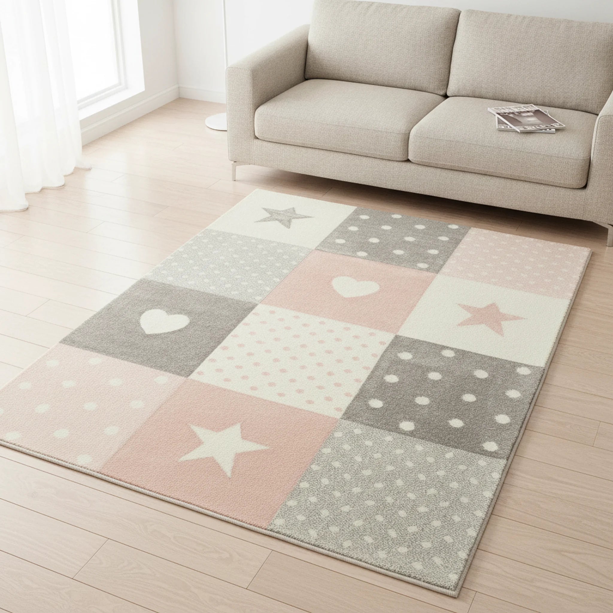 Vloerkleed Pastel Kids Roze – Kindervloerkleed Zacht - Sfeerbeeld