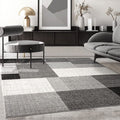Modern Blokdesign Laagpolig Vloerkleed – Stijlvol, Warm & Tijdloos voor Elk Interieur Grijs