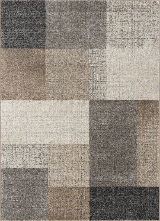 Modern Blokdesign Laagpolig Vloerkleed – Stijlvol, Warm & Tijdloos voor Elk Interieur — detail weefsel