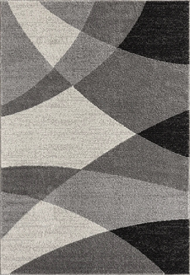 Modern Geometrisch Laagpolig Vloerkleed – Stijlvol Design in Grijs, cream & Zwart - Vooraanzicht
