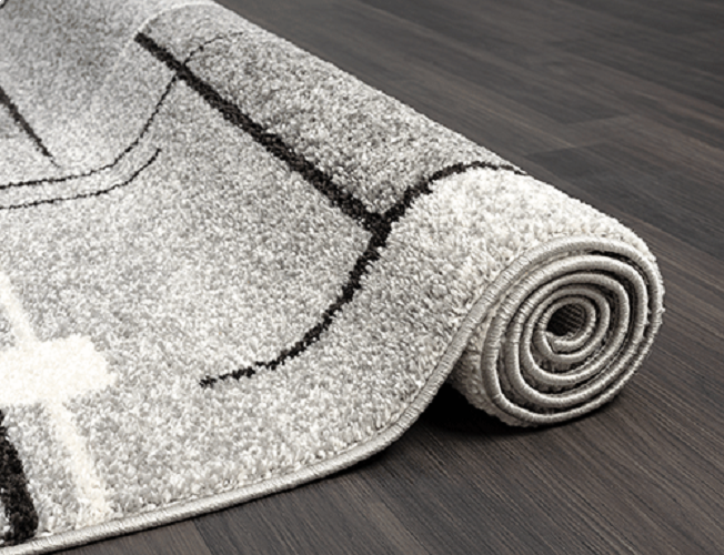 Modern Geometrisch Laagpolig Vloerkleed – Grijs, Zwart & Cream Stijlvolle Blikvanger — detail weefsel
