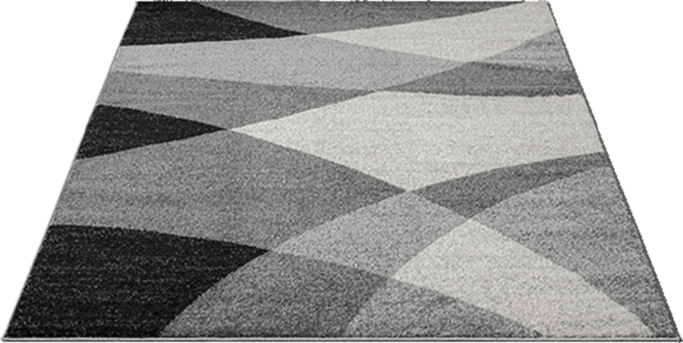 Modern Geometrisch Laagpolig Vloerkleed – Stijlvol Design in Grijs, cream & Zwart - Vooraanzicht
