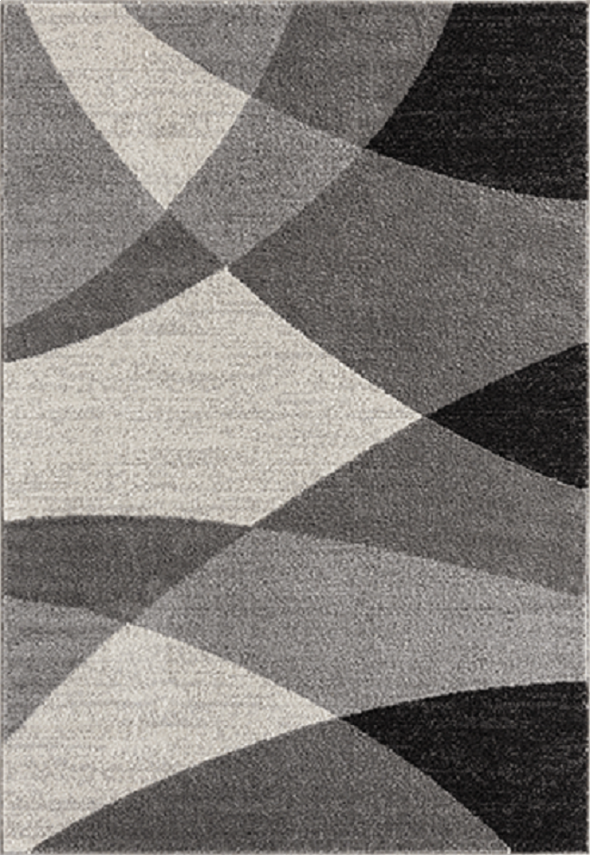 Modern Geometrisch Laagpolig Vloerkleed – Stijlvol Design in Grijs, cream & Zwart — bovenaanzicht