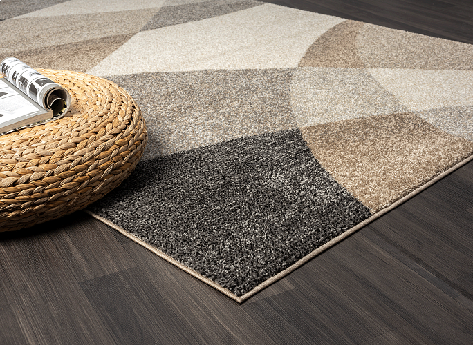 Modern Geometrisch Laagpolig Vloerkleed – Stijlvol Design in Neutrale Aardetinten — bovenaanzicht