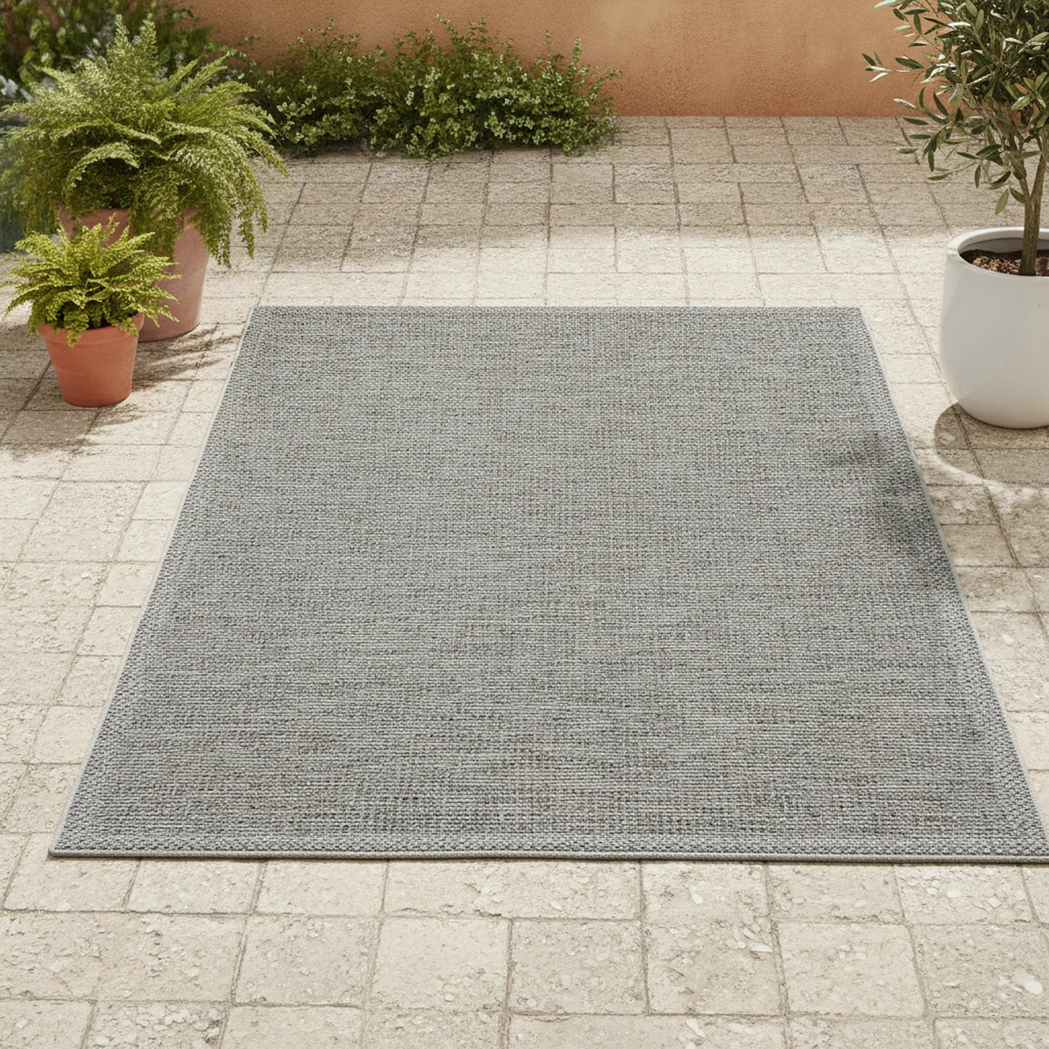 Vloerkleed Ottowa Grijs – In- & Outdoor Weerbestendig | Merinos - Sfeerbeeld