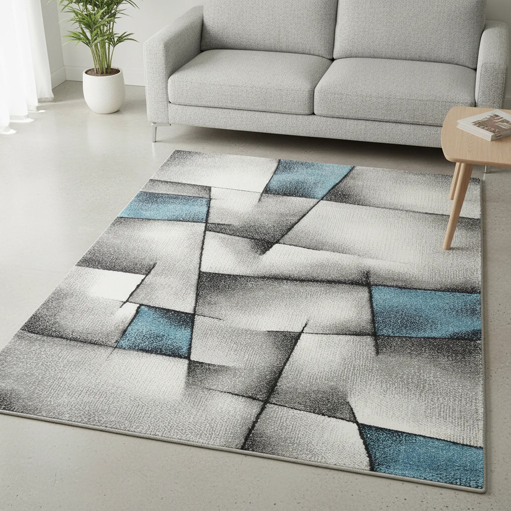 Vloerkleed Brilliance Turquoise – Laagpolig Modern | Merinos - Sfeerbeeld