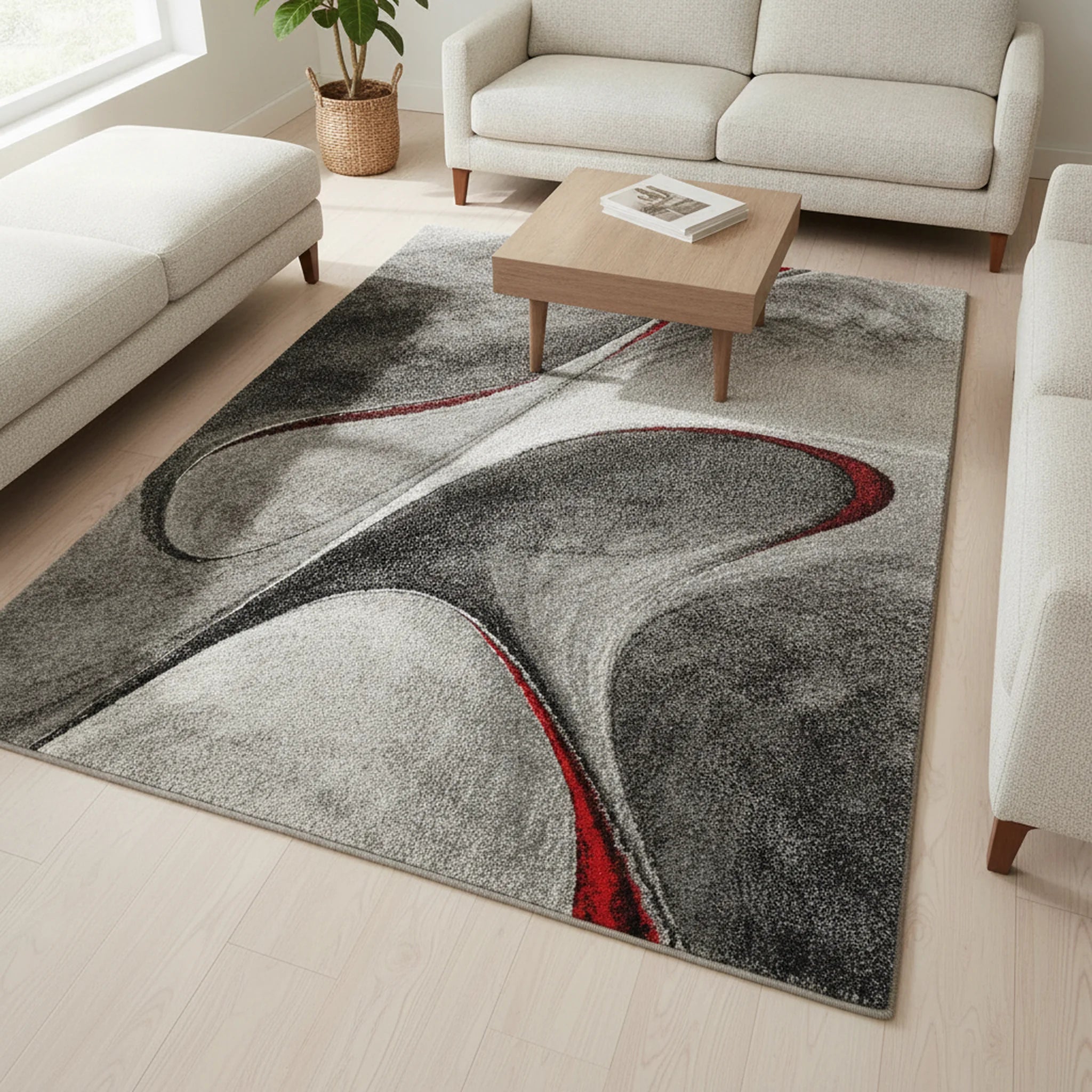 Vloerkleed Brilliance Rood – Laagpolig Modern | Merinos - Sfeerbeeld