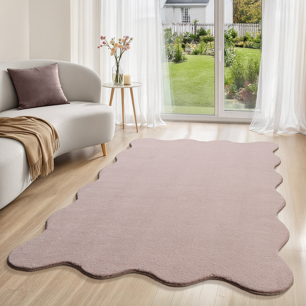 Vloerkleed Loft Shape – Zacht Hoogpolig Vloerkleed in Blos (Blush), Wasbaar tot 30° & Pluizig — sfeerbeeld in interieur