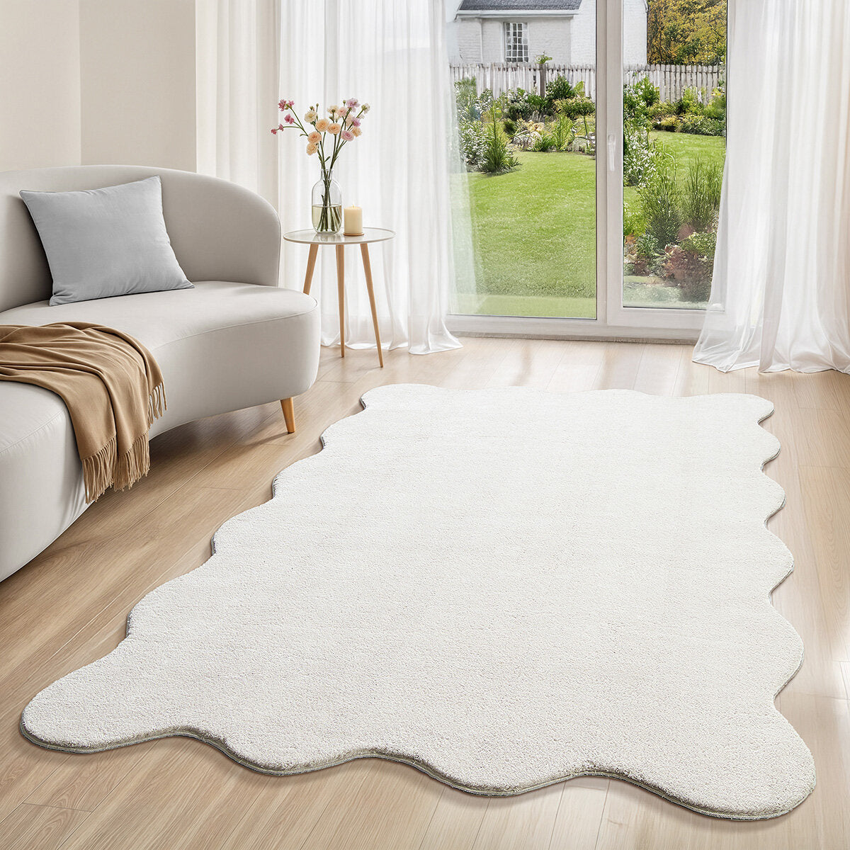 Vloerkleed Loft Shape – Zacht Hoogpolig Vloerkleed in Cream, Wasbaar tot 30° & Pluizig — bovenaanzicht