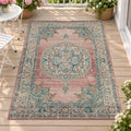 Salsa Pink Rug – Weather-resistant patio rug with a jute backing