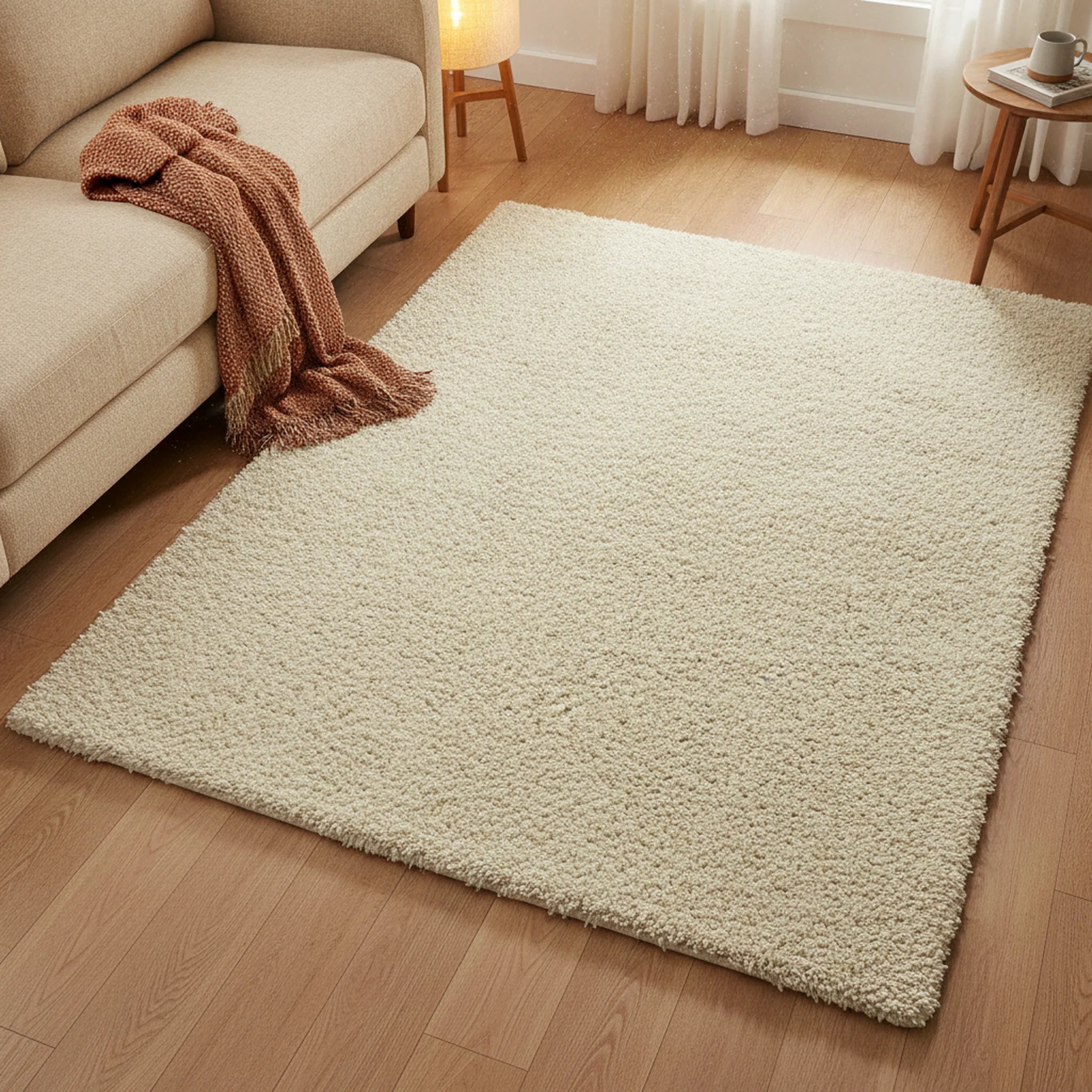 Hoogpolig Vloerkleed Shaggy Deluxe  crème - Sfeerbeeld