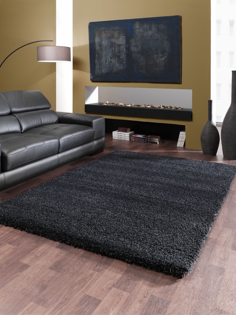 Vloerkleed Shaggy Deluxe 5533-90 Black-Melange - Vooraanzicht