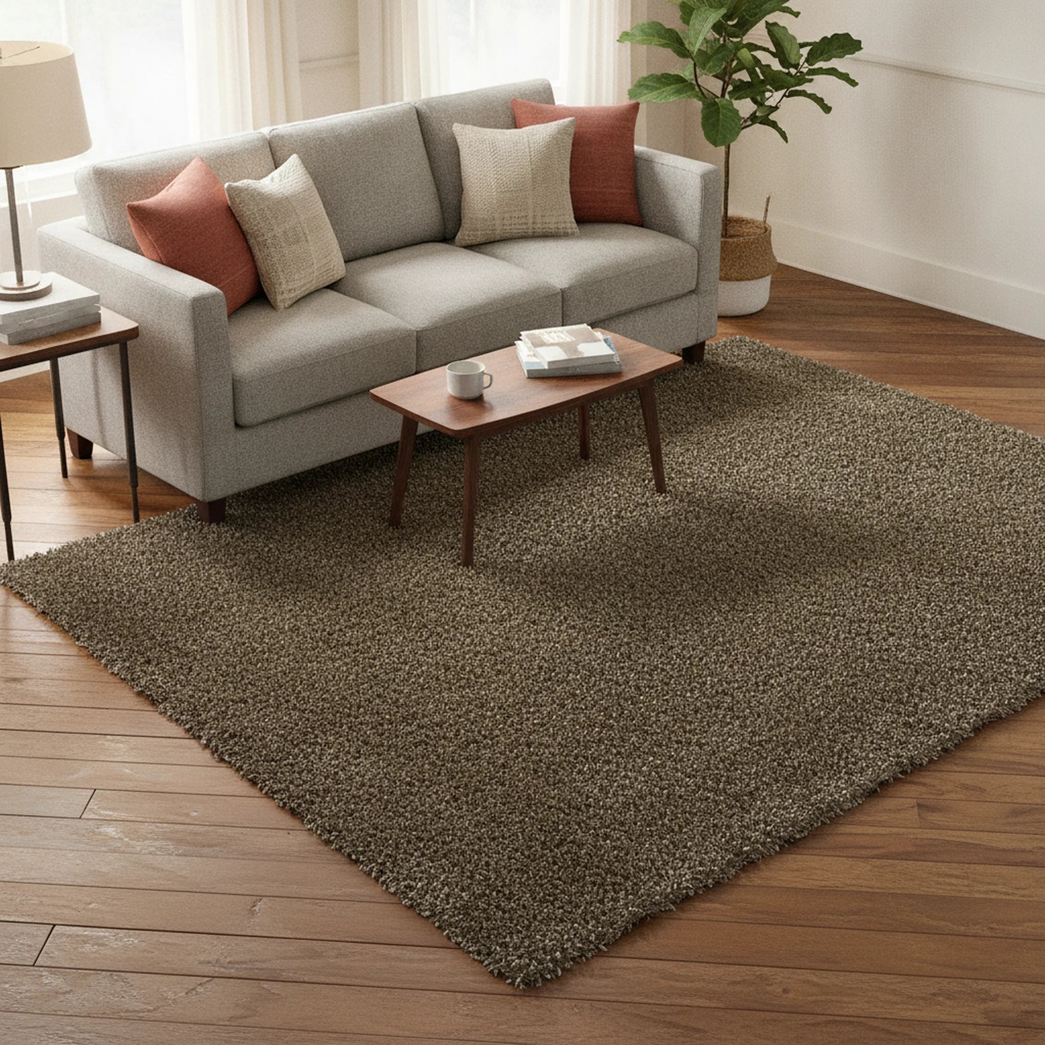 Hoogpolig Vloerkleed Shaggy Deluxe Taupe - Sfeerbeeld