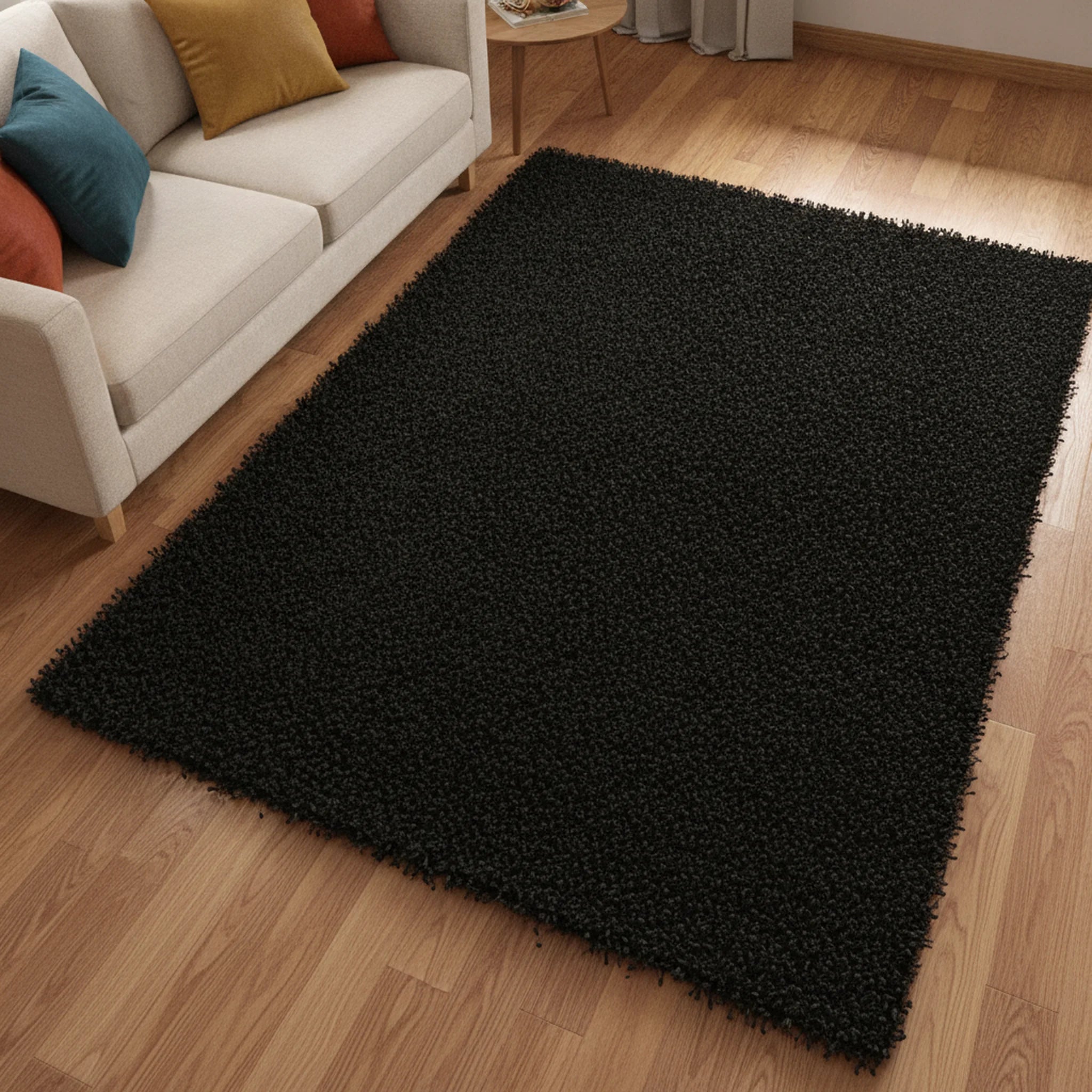Hoogpolig Vloerkleed Shaggy Plus 1074 Zwart - Sfeerbeeld