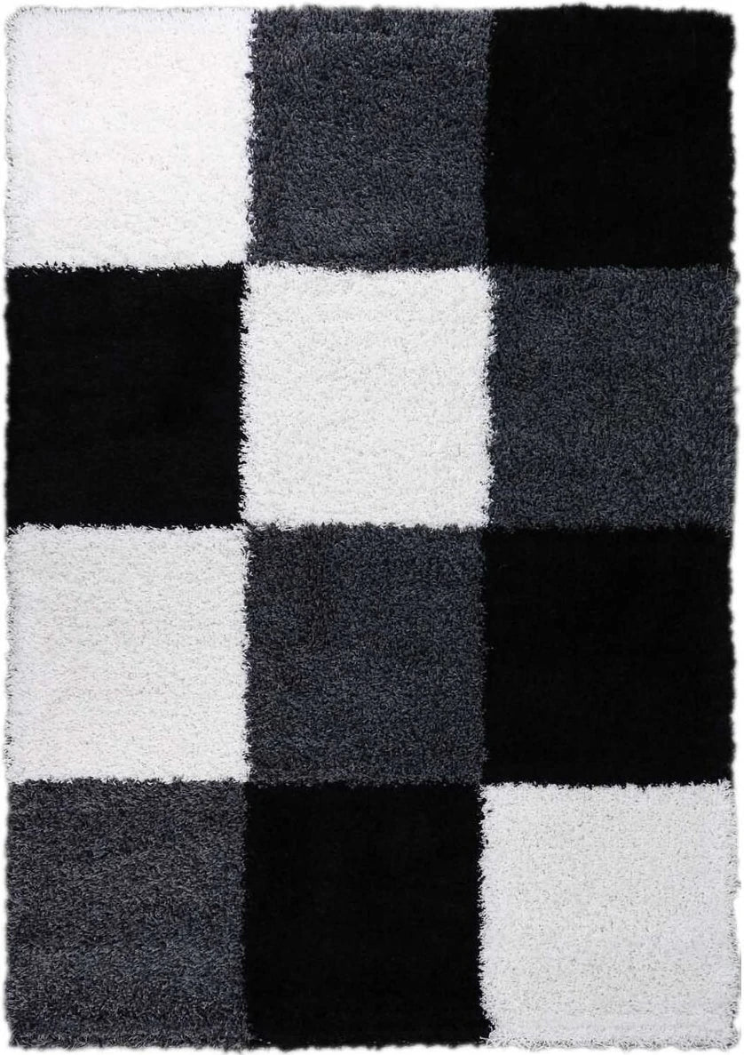 Vloerkleed Shaggy Plus 910 Grey Black - Vooraanzicht