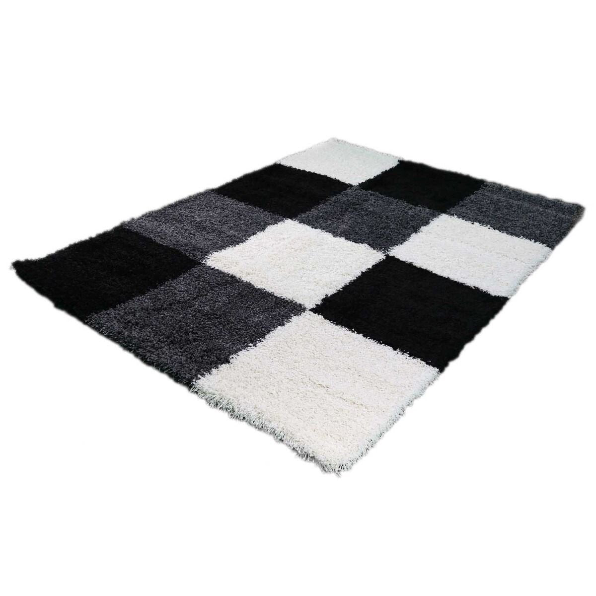 Vloerkleed Shaggy Plus 910 Grey Black - Vooraanzicht
