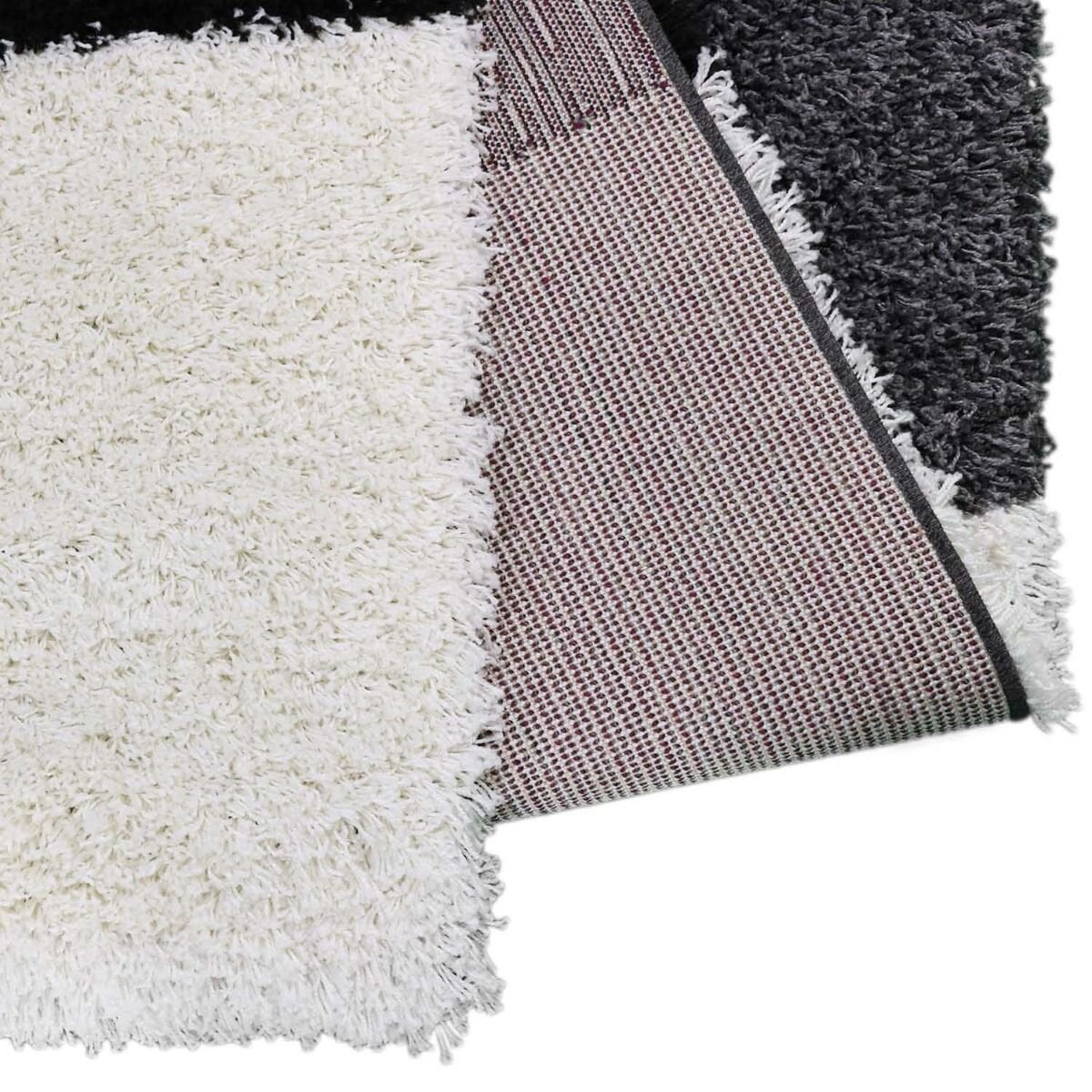 Vloerkleed Shaggy Plus 910 Grey Black — bovenaanzicht