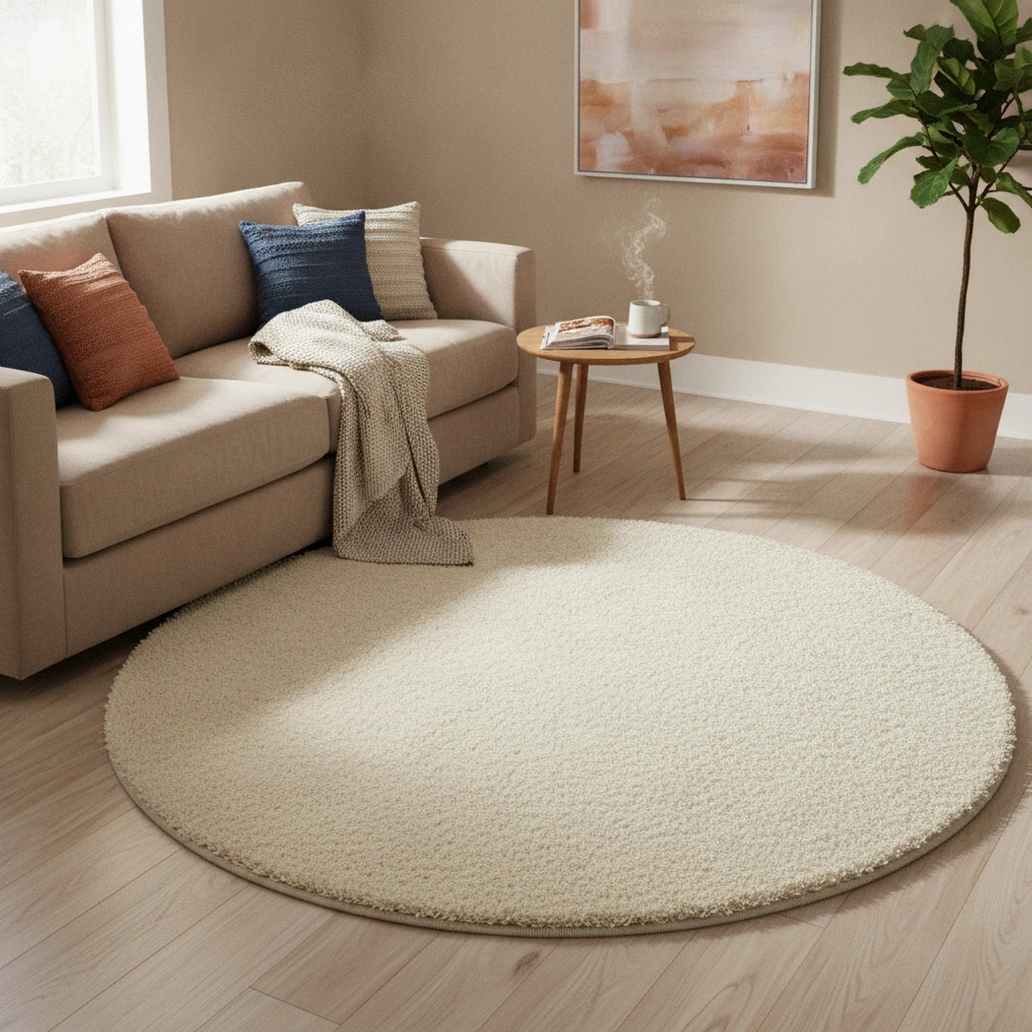 Vloerkleed Shaggy Plus 963 White 120 cm - Sfeerbeeld